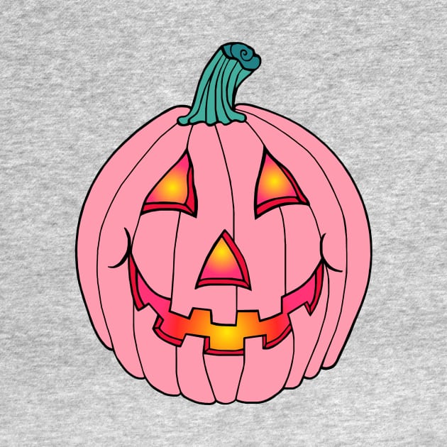 Pink Glowing Jack-O-Lantern Smiling Pumpkin by Art by Deborah Camp